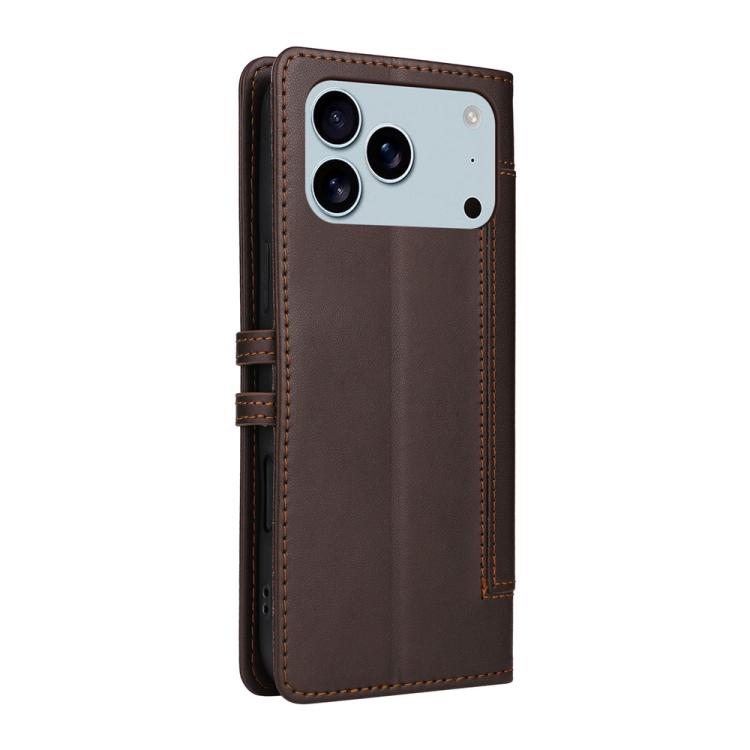 For iPhone 17 Pro Stitched Magnetic Buckle Leather Phone Case