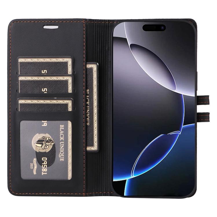 For iPhone 17 Pro Stitched Magnetic Buckle Leather Phone Case