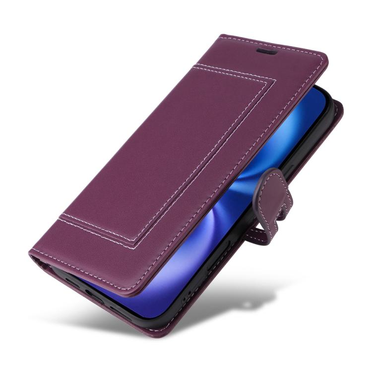 For iPhone 17 Stitched Magnetic Buckle Leather Phone Case