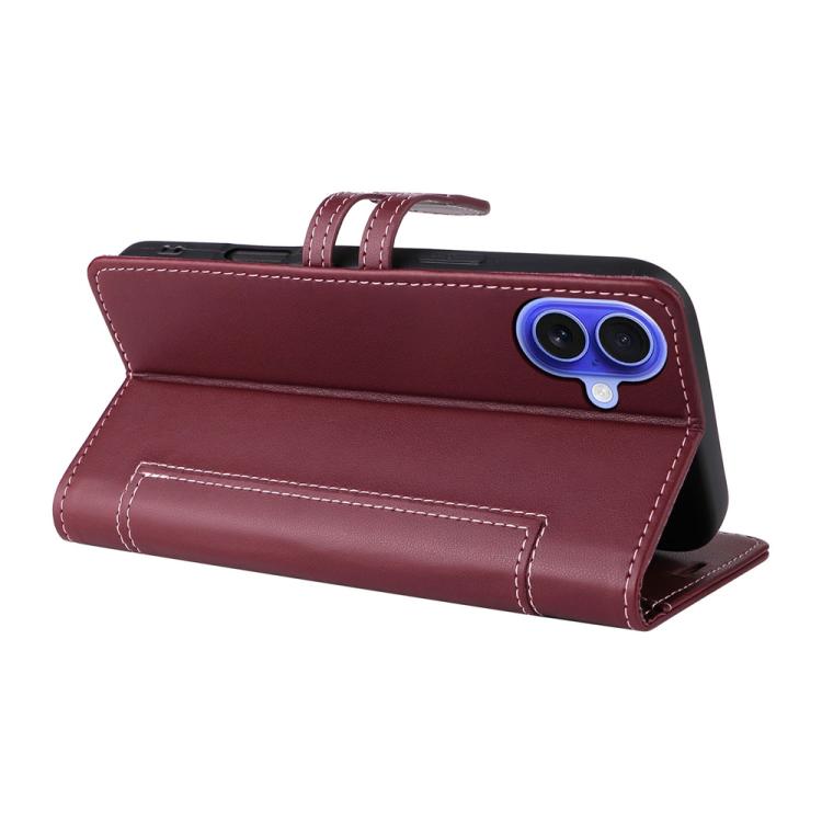 For iPhone 17 Stitched Magnetic Buckle Leather Phone Case