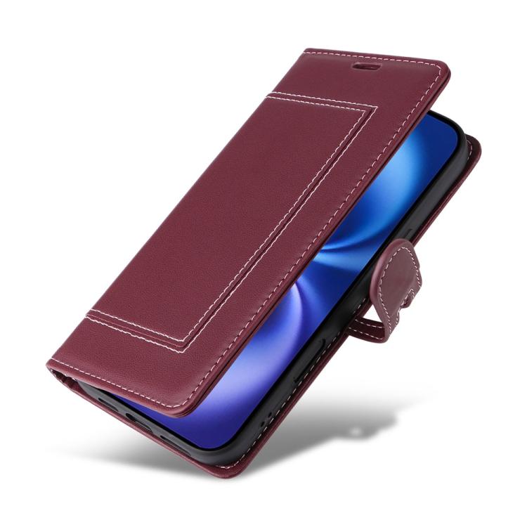 For iPhone 17 Stitched Magnetic Buckle Leather Phone Case