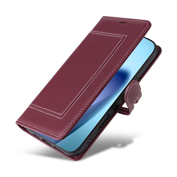 For iPhone Air Stitched Magnetic Buckle Leather Phone Case