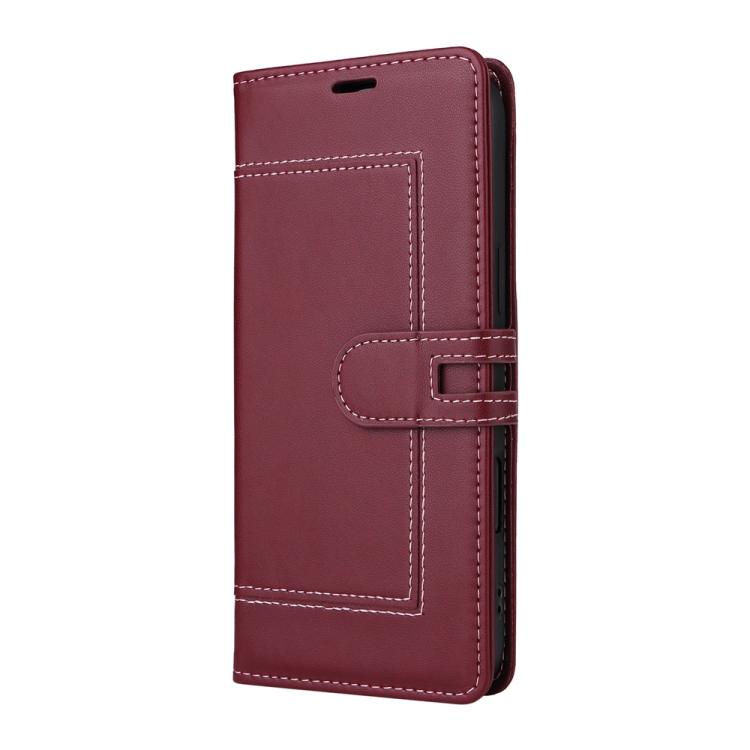 For iPhone 16 Pro Stitched Magnetic Buckle Leather Phone Case