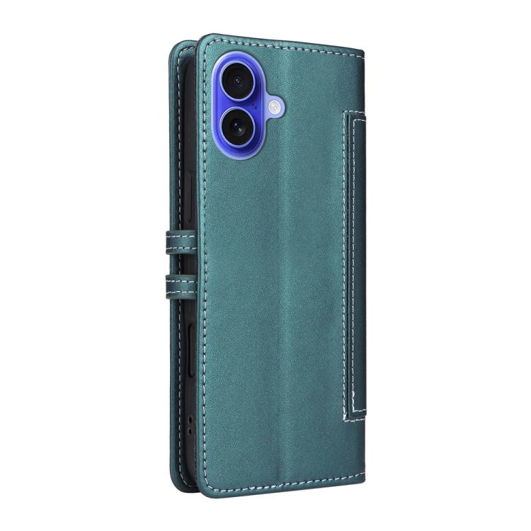 For iPhone 16 Plus Stitched Magnetic Buckle Leather Phone Case