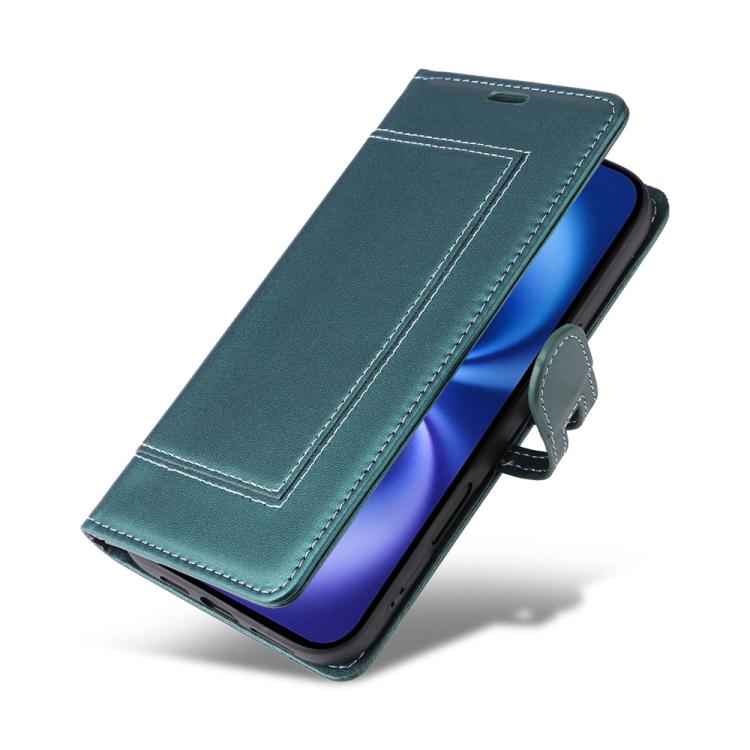 For iPhone 16 Plus Stitched Magnetic Buckle Leather Phone Case