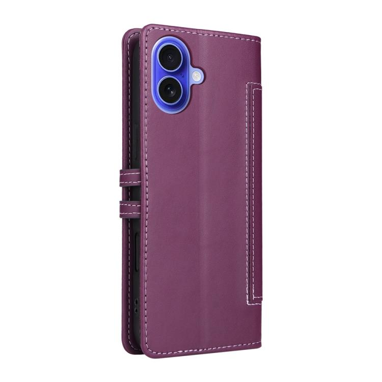 For iPhone 16 Plus Stitched Magnetic Buckle Leather Phone Case