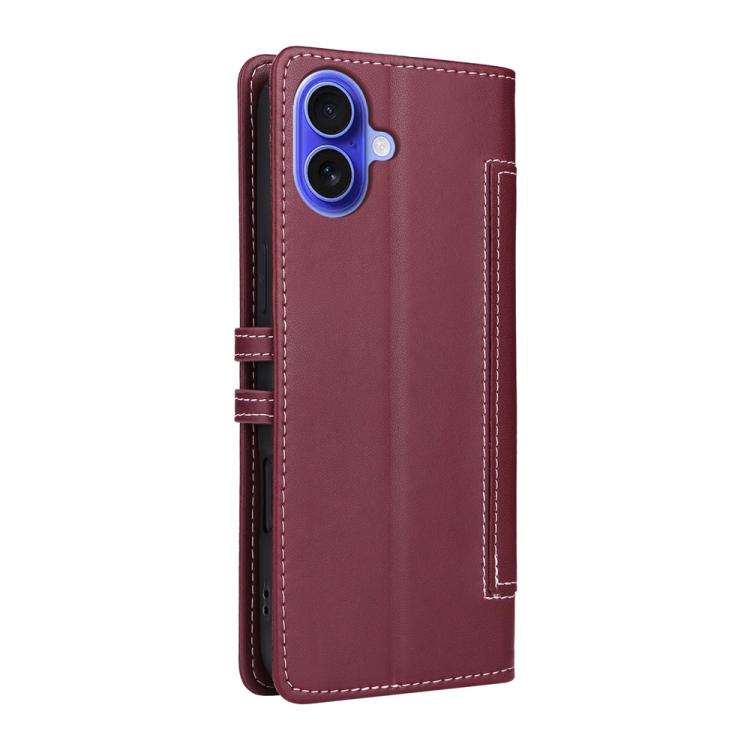 For iPhone 16 Plus Stitched Magnetic Buckle Leather Phone Case