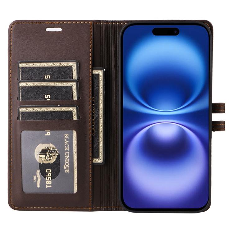 For iPhone 16 Plus Stitched Magnetic Buckle Leather Phone Case