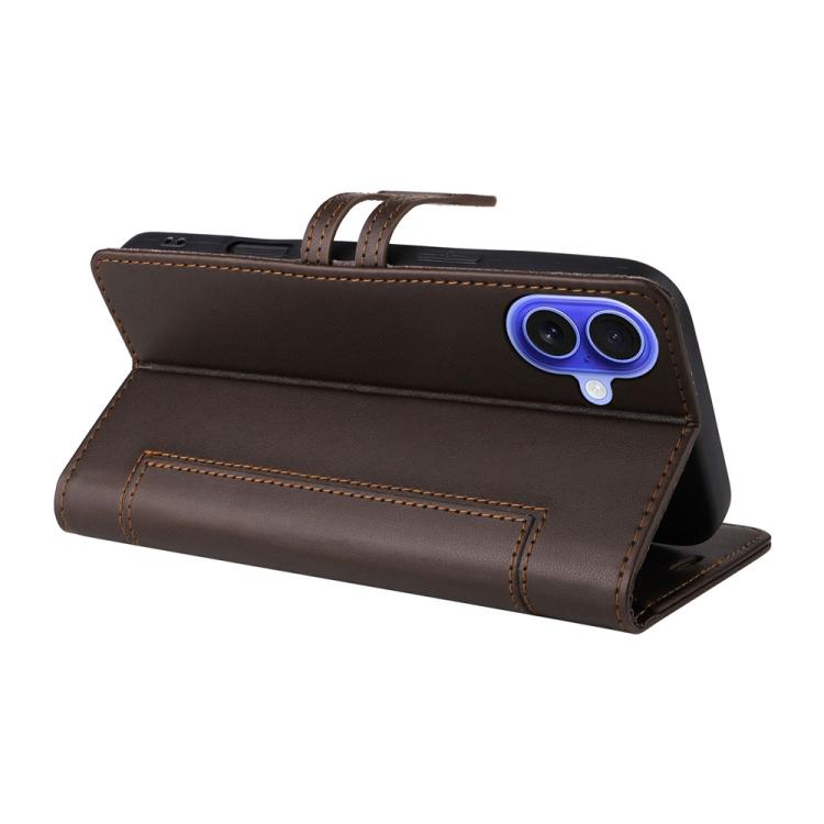 For iPhone 16 Plus Stitched Magnetic Buckle Leather Phone Case