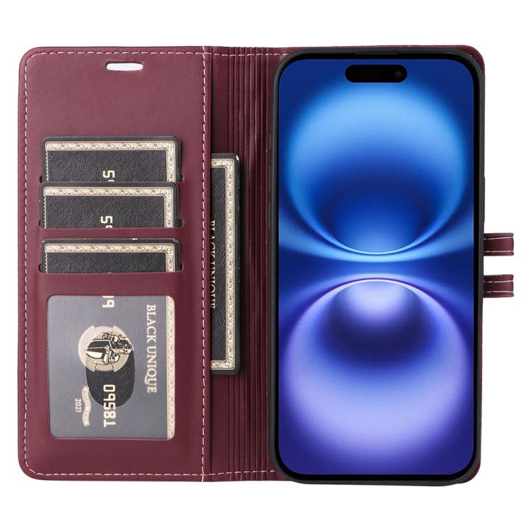For iPhone 16 Stitched Magnetic Buckle Leather Phone Case