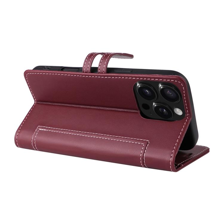 For iPhone 15 Pro Max Stitched Magnetic Buckle Leather Phone Case
