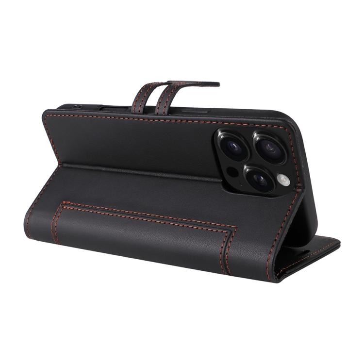 For iPhone 15 Pro Max Stitched Magnetic Buckle Leather Phone Case