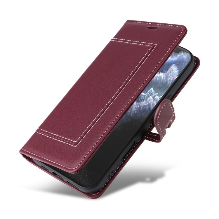 For iPhone 15 Pro Stitched Magnetic Buckle Leather Phone Case