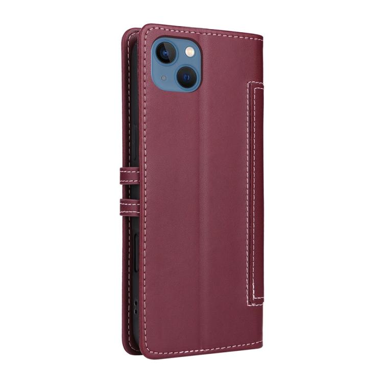 For iPhone 15 Plus / 14 Plus Stitched Magnetic Buckle Leather Phone Case