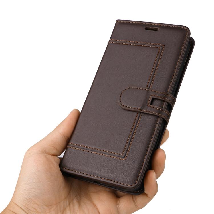 For iPhone 15 Plus / 14 Plus Stitched Magnetic Buckle Leather Phone Case
