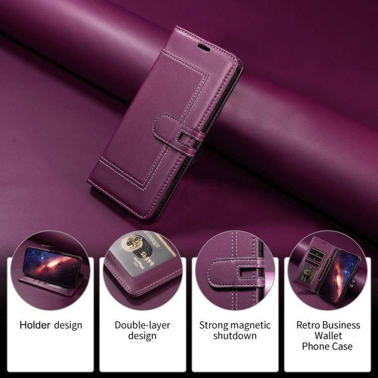 For iPhone 15 Stitched Magnetic Buckle Leather Phone Case