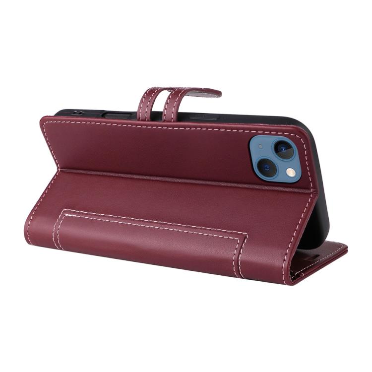 For iPhone 15 Stitched Magnetic Buckle Leather Phone Case