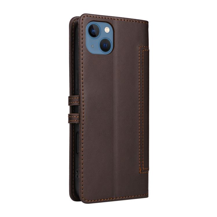 For iPhone 15 Stitched Magnetic Buckle Leather Phone Case