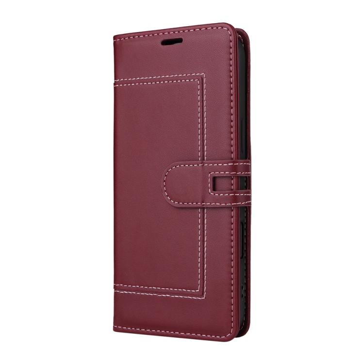For iPhone 14 Pro Max Stitched Magnetic Buckle Leather Phone Case