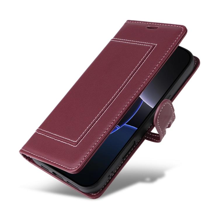 For iPhone 14 Pro Max Stitched Magnetic Buckle Leather Phone Case