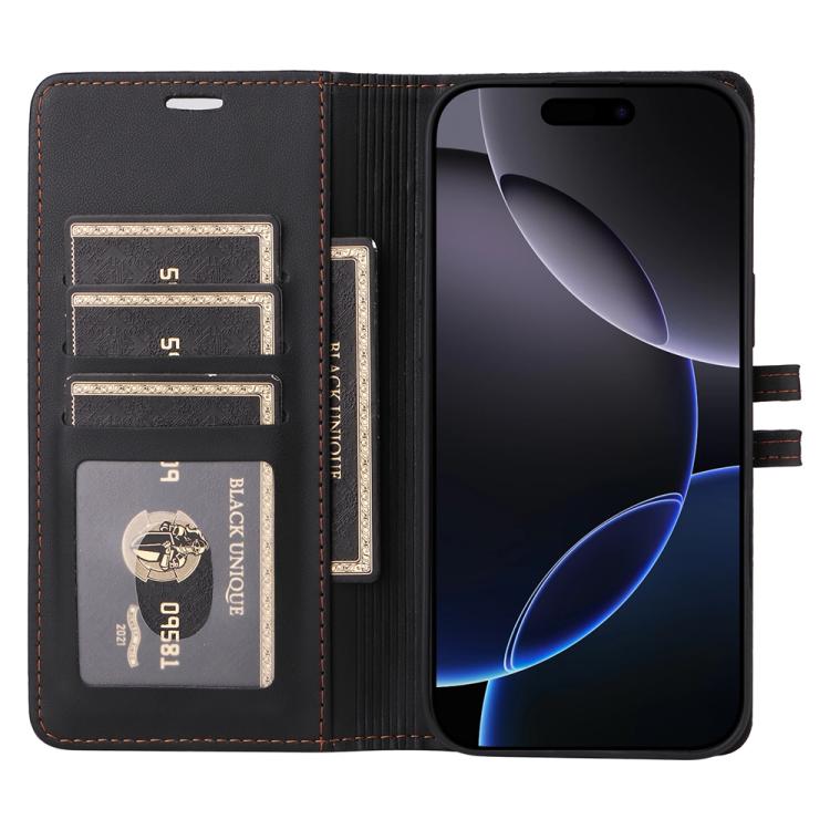 For iPhone 14 Pro Max Stitched Magnetic Buckle Leather Phone Case