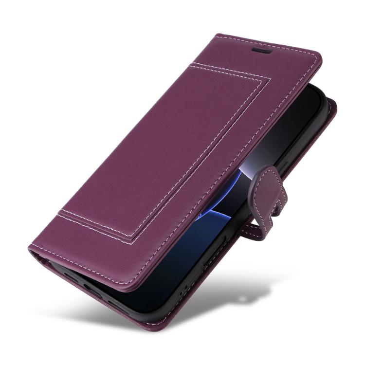 For iPhone 13 Pro Max Stitched Magnetic Buckle Leather Phone Case