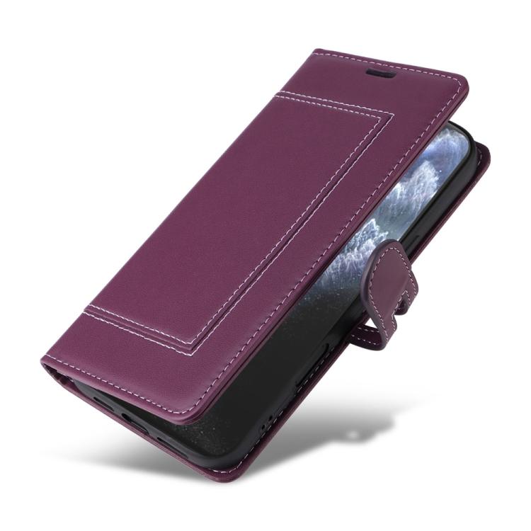 For iPhone 13 Pro Stitched Magnetic Buckle Leather Phone Case