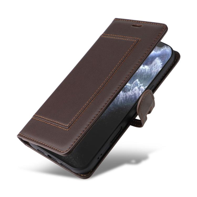 For iPhone 13 Pro Stitched Magnetic Buckle Leather Phone Case