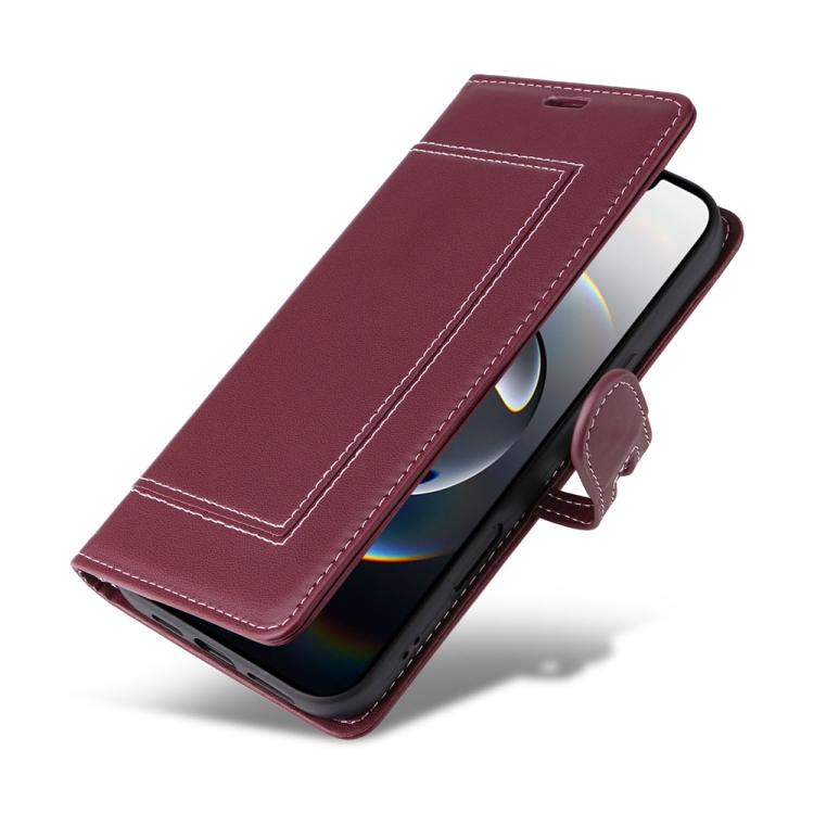 For iPhone 17e / 16e Stitched Magnetic Buckle Leather Phone Case