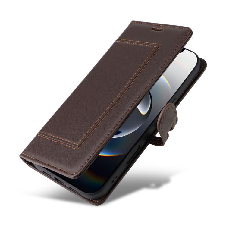 For iPhone 17e / 16e Stitched Magnetic Buckle Leather Phone Case