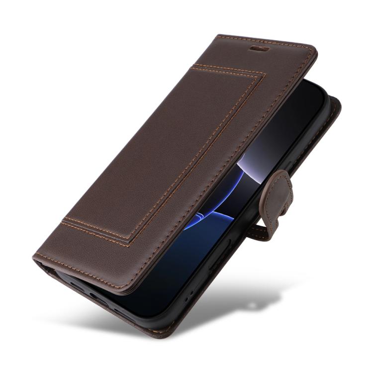 For iPhone 12 / 12 Pro Stitched Magnetic Buckle Leather Phone Case