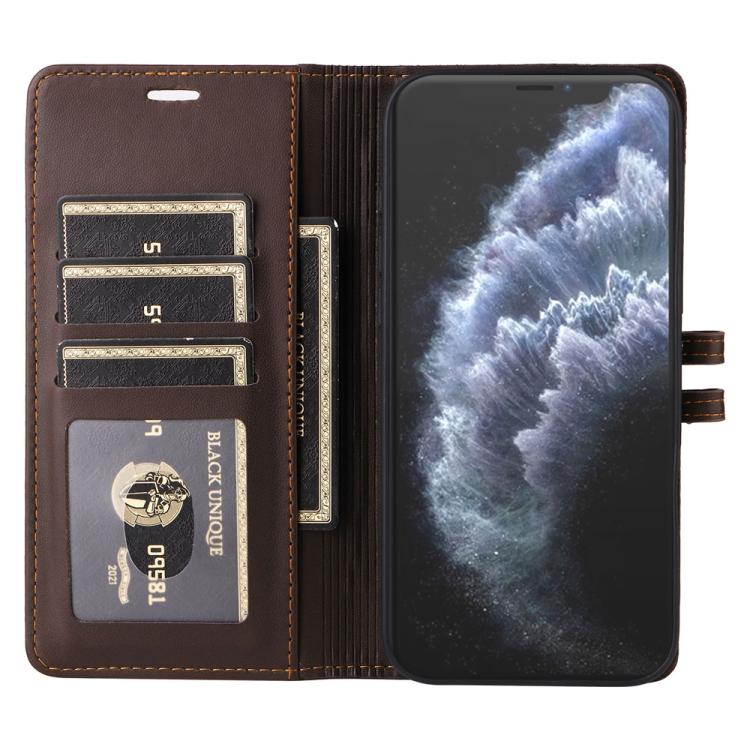 For iPhone 11 Pro Max Stitched Magnetic Buckle Leather Phone Case