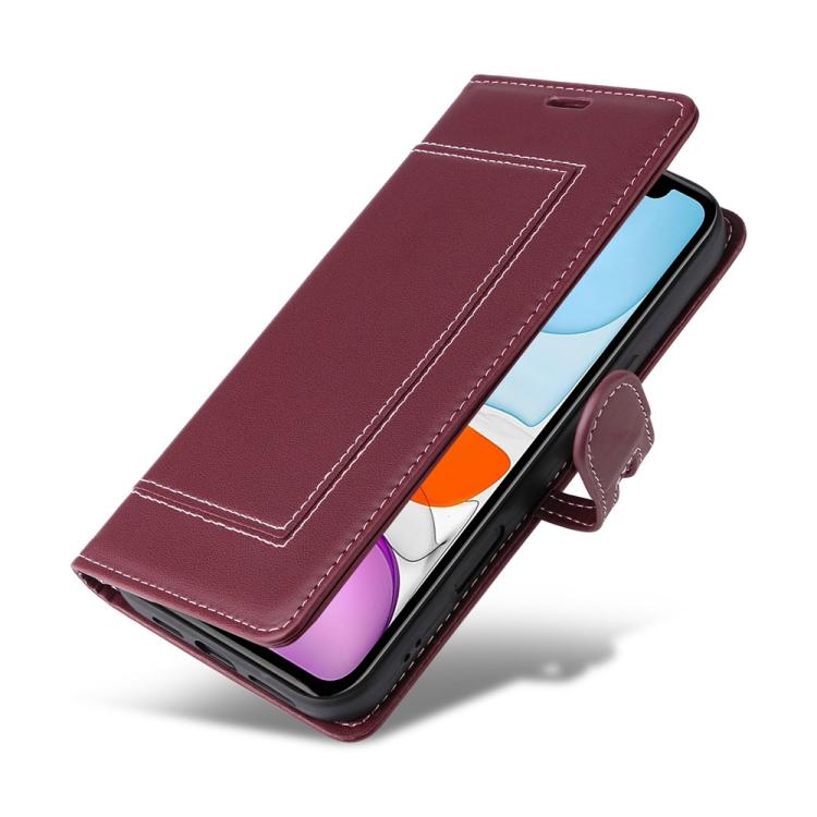 For iPhone 11 Stitched Magnetic Buckle Leather Phone Case