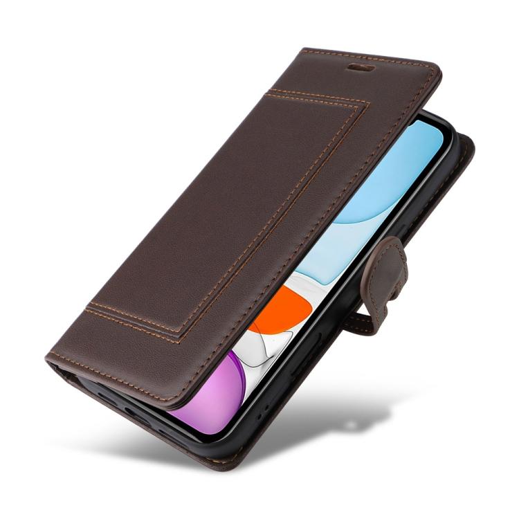 For iPhone 11 Stitched Magnetic Buckle Leather Phone Case