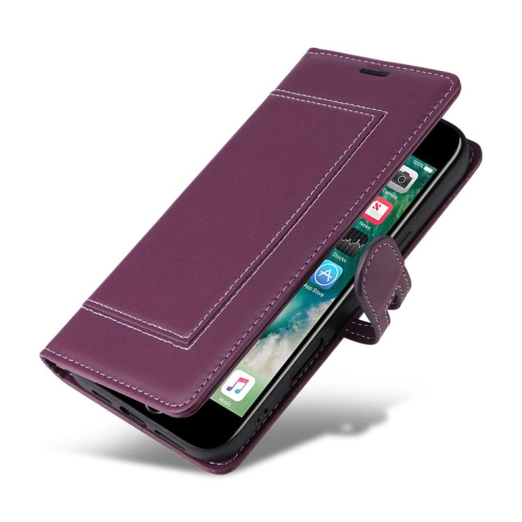 For iPhone SE 2022 / 2020 / 8 / 7 Stitched Magnetic Buckle Leather Phone Case
