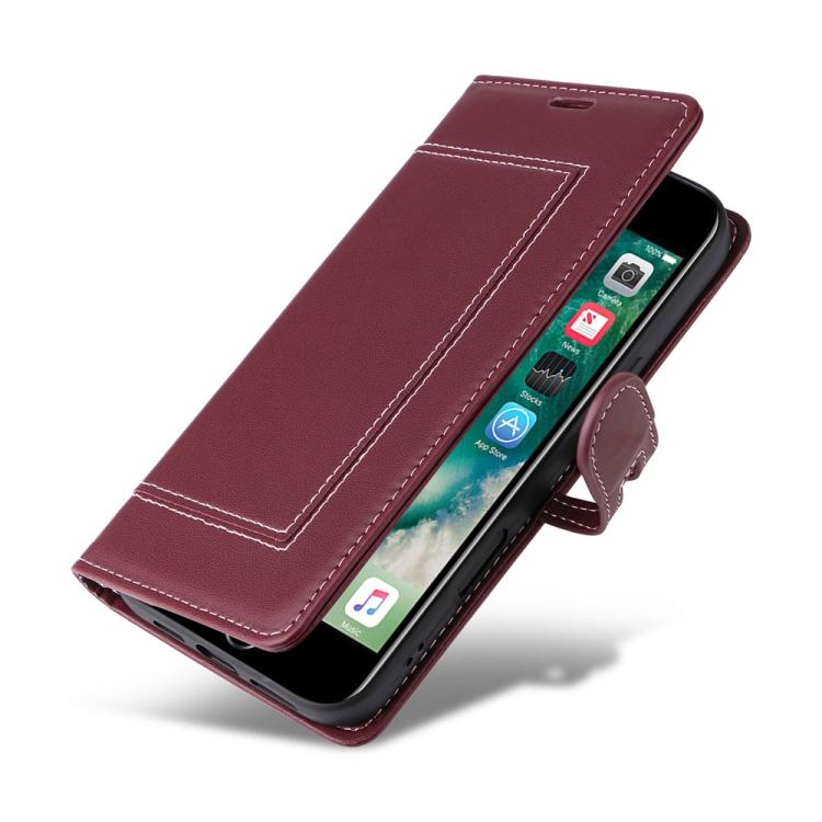 For iPhone SE 2022 / 2020 / 8 / 7 Stitched Magnetic Buckle Leather Phone Case