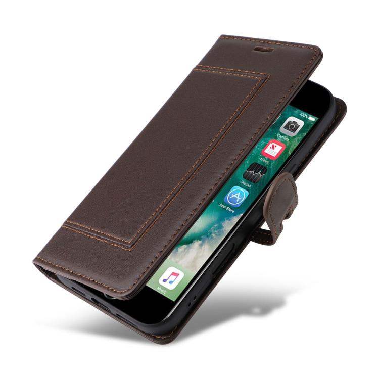 For iPhone SE 2022 / 2020 / 8 / 7 Stitched Magnetic Buckle Leather Phone Case