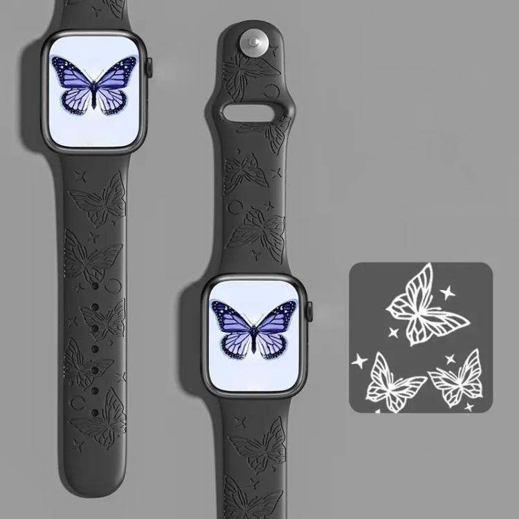 For Apple Watch 42 / 44 / 45 / 46 / 49mm xDfind 3D Laser Engraving Silicone Watch Band
