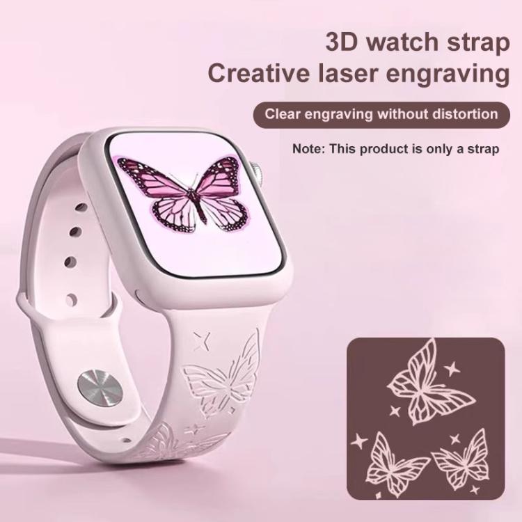 For Apple Watch 42 / 44 / 45 / 46 / 49mm xDfind 3D Laser Engraving Silicone Watch Band