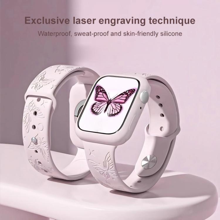 For Apple Watch 42 / 44 / 45 / 46 / 49mm xDfind 3D Laser Engraving Silicone Watch Band
