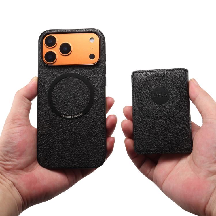 For iPhone 17 Pro Max Denior D30 Calf Texture MagSafe Card Bag Phone Case