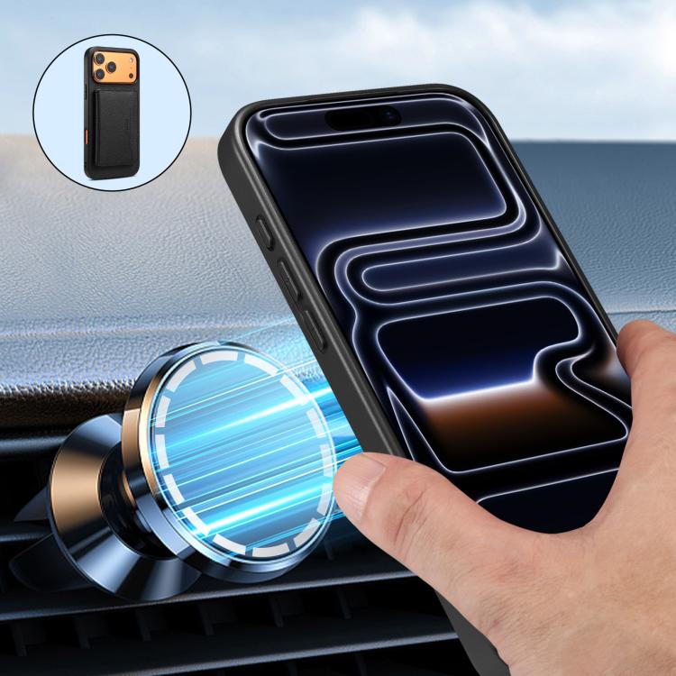 For iPhone 17 Pro Max Denior D30 Calf Texture MagSafe Card Bag Phone Case