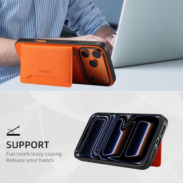 For iPhone 17 Pro Max Denior D30 Calf Texture MagSafe Card Bag Phone Case