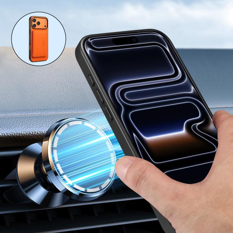 For iPhone 17 Pro Max Denior D30 Calf Texture MagSafe Card Bag Phone Case