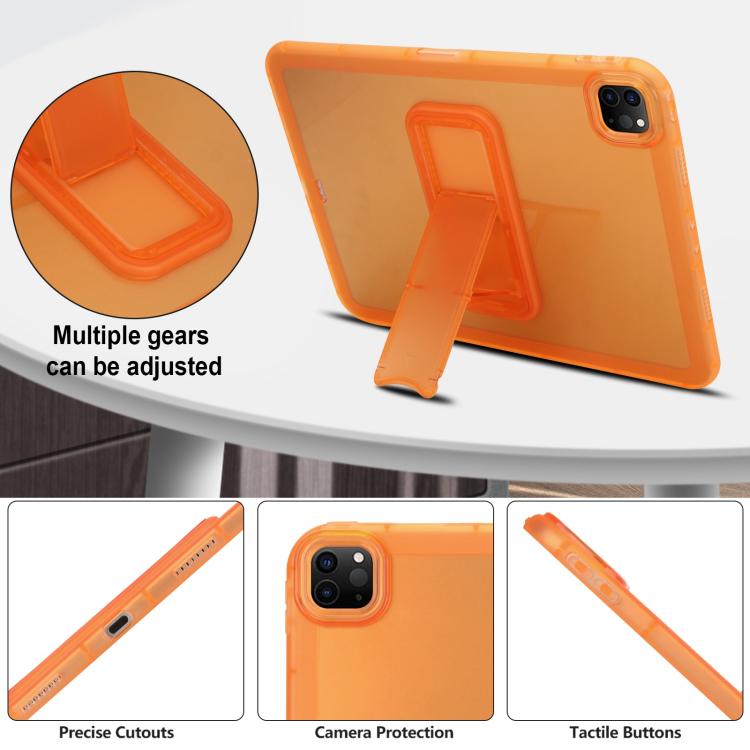 For iPad Pro 11 2022 / 2021 / 2020 Semi-Transparent TPU Shockproof Tablet Case with Holder