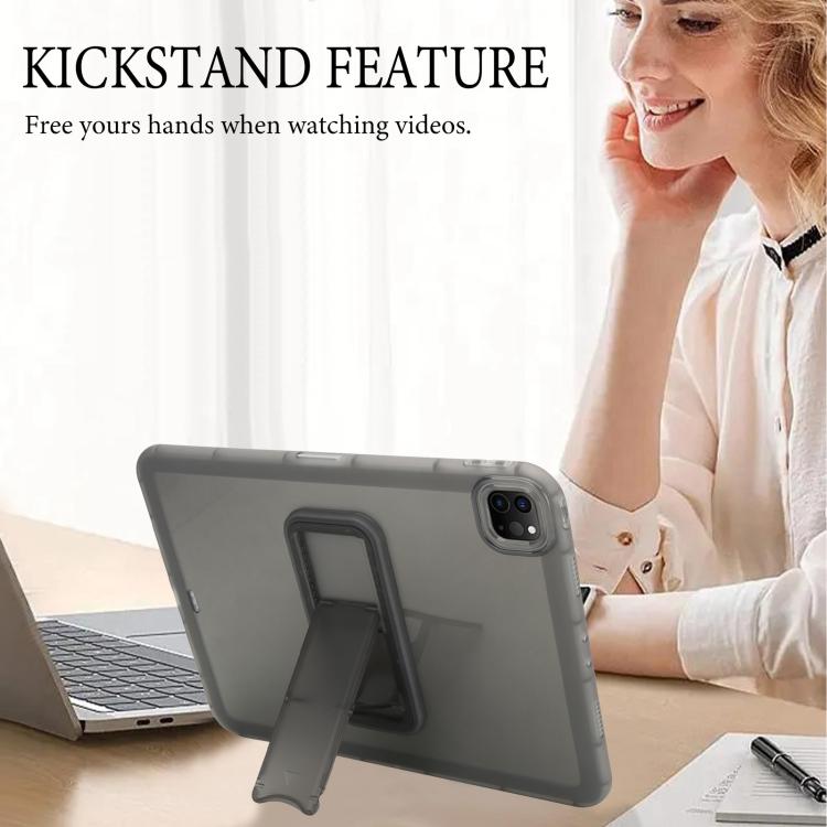 For iPad Pro 11 2022 / 2021 / 2020 Semi-Transparent TPU Shockproof Tablet Case with Holder