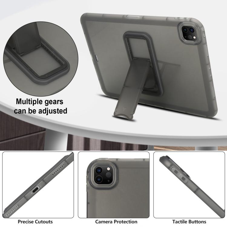 For iPad Pro 11 2022 / 2021 / 2020 Semi-Transparent TPU Shockproof Tablet Case with Holder