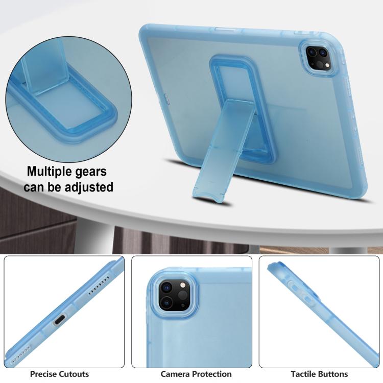 For iPad Pro 11 2022 / 2021 / 2020 Semi-Transparent TPU Shockproof Tablet Case with Holder