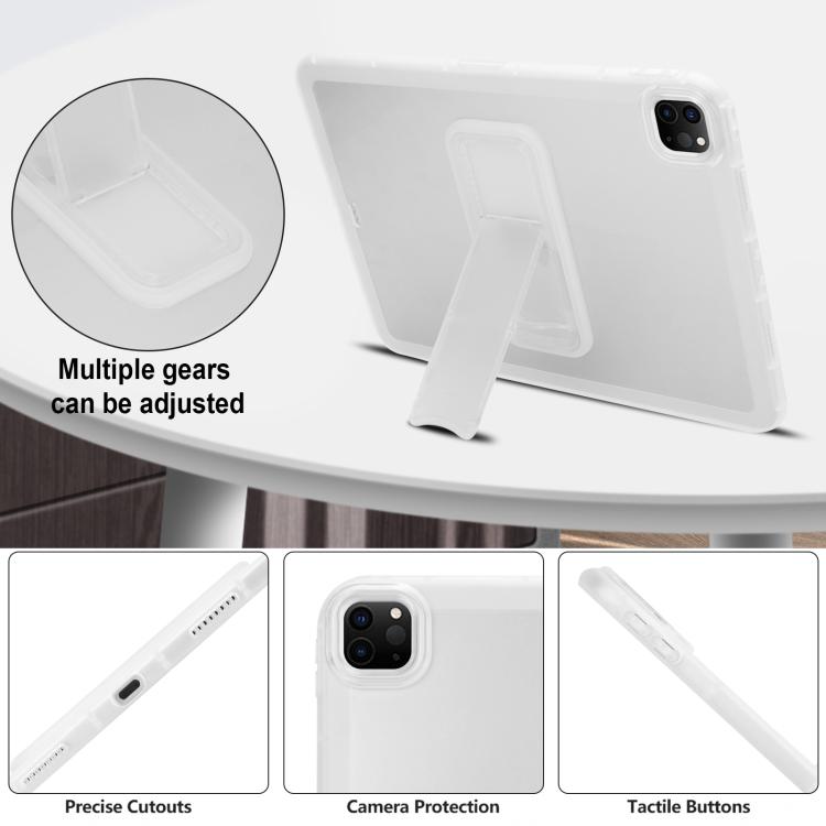 For iPad Pro 11 2022 / 2021 / 2020 Semi-Transparent TPU Shockproof Tablet Case with Holder