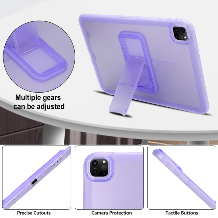 For iPad Pro 11 2022 / 2021 / 2020 Semi-Transparent TPU Shockproof Tablet Case with Holder